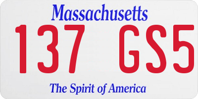 MA license plate 137GS5