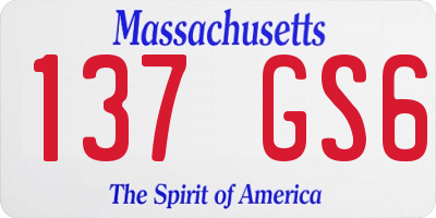 MA license plate 137GS6