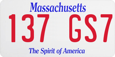 MA license plate 137GS7