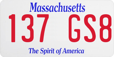 MA license plate 137GS8