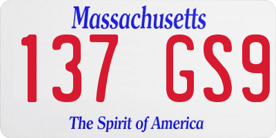 MA license plate 137GS9