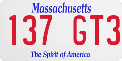 MA license plate 137GT3