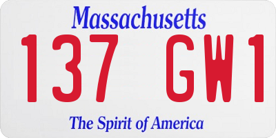 MA license plate 137GW1