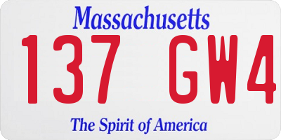 MA license plate 137GW4