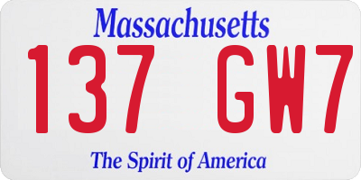 MA license plate 137GW7