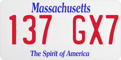 MA license plate 137GX7
