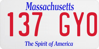 MA license plate 137GY0