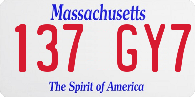MA license plate 137GY7