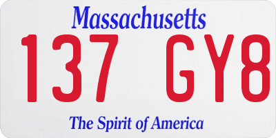 MA license plate 137GY8