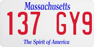 MA license plate 137GY9