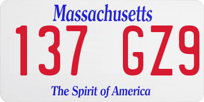 MA license plate 137GZ9