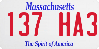 MA license plate 137HA3