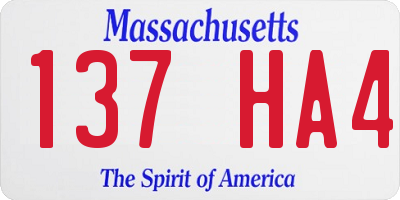 MA license plate 137HA4