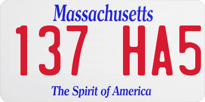MA license plate 137HA5