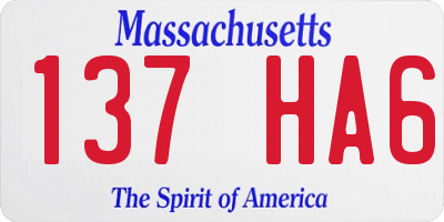 MA license plate 137HA6