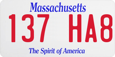MA license plate 137HA8
