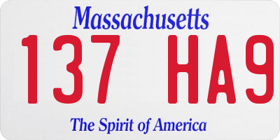 MA license plate 137HA9