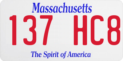 MA license plate 137HC8