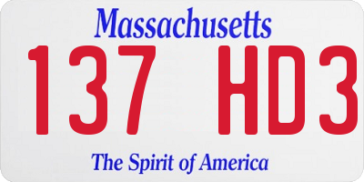 MA license plate 137HD3