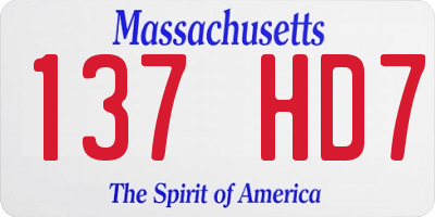 MA license plate 137HD7