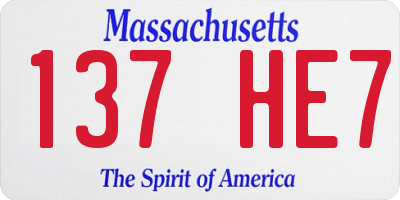MA license plate 137HE7
