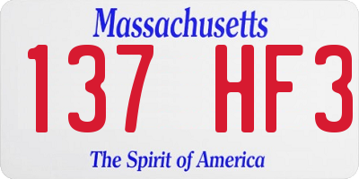 MA license plate 137HF3