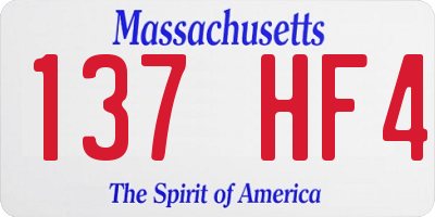 MA license plate 137HF4