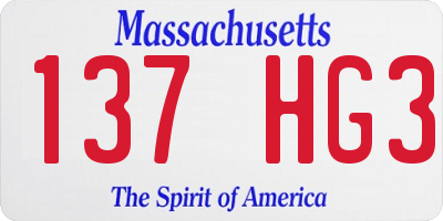 MA license plate 137HG3