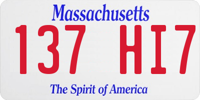 MA license plate 137HI7