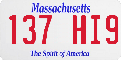 MA license plate 137HI9