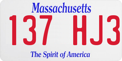 MA license plate 137HJ3