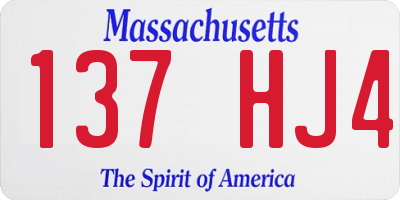 MA license plate 137HJ4