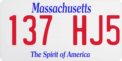 MA license plate 137HJ5