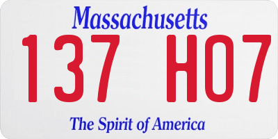 MA license plate 137HO7