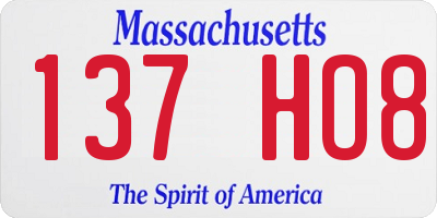 MA license plate 137HO8