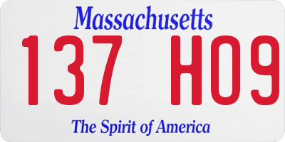 MA license plate 137HO9