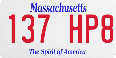 MA license plate 137HP8