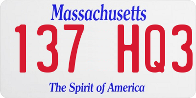 MA license plate 137HQ3