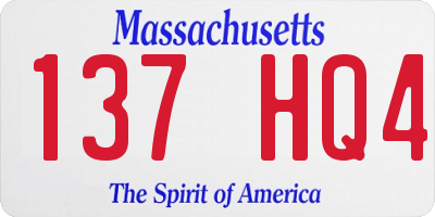 MA license plate 137HQ4