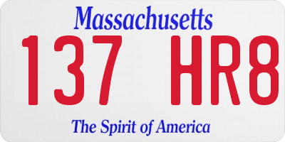 MA license plate 137HR8