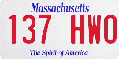 MA license plate 137HW0