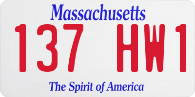 MA license plate 137HW1