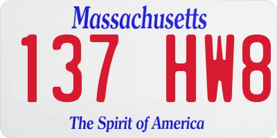 MA license plate 137HW8