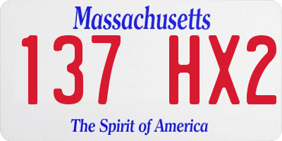 MA license plate 137HX2
