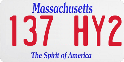 MA license plate 137HY2