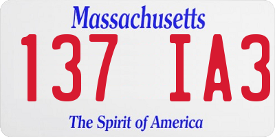 MA license plate 137IA3