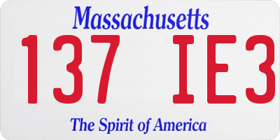 MA license plate 137IE3