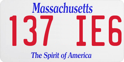 MA license plate 137IE6