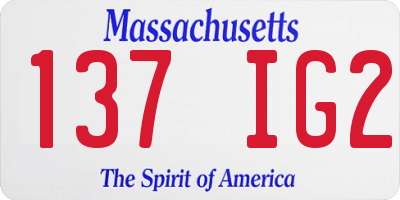 MA license plate 137IG2