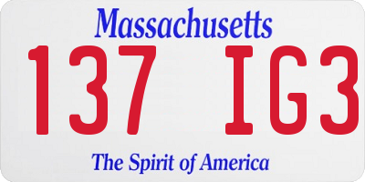 MA license plate 137IG3